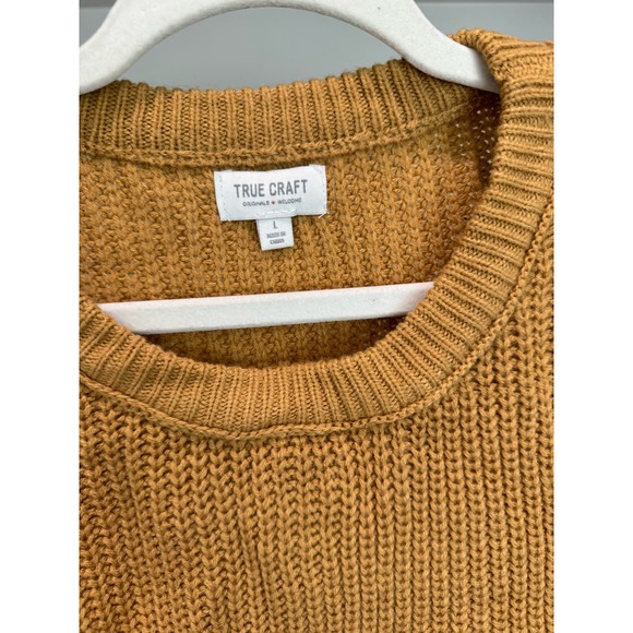 True Craft Women's Fringe Sweater Mustard Yellow‎ Size Large - Picture 3 of 7
